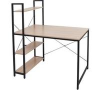 Mendler Bureau avec étagère HWC-K81 100 x 60 cm métal bois naturel