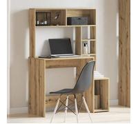 Bureau avec étagères - CLARENCE - Chêne artisanal - Bois d'ingénierie - 100x45x140 cm - 76x45 cm dessus