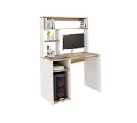 Bureau avec étagères de rangement DAN blanc et façon hêtre