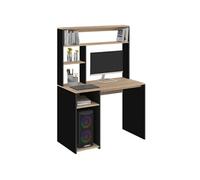 Bureau avec étagères de rangement DAN noir et façon hêtre