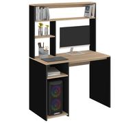 Bureau avec étagères de rangement DAN noir et façon hêtre
