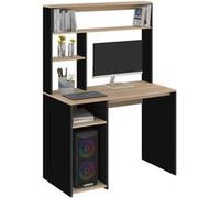 IDMarket - Bureau DAN avec étagères de rangement Noir façon hêtre