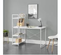 Bureau avec étagères - EN.CASA - Stavanger - Blanc - Métal - Contemporain - Design