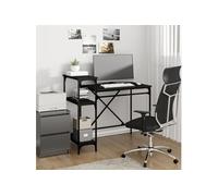 Bureau avec étagères noir 105x50x90 cm bois d'ingénierie et fer
