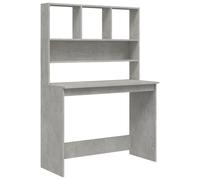 Bureau Avec Étagères & Rangement Compact Gris Béton 102x45x148 Cm Bois Composé Gris