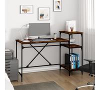 Bureau avec Étagères Table d'Ordinateur Chêne Fumé Bois d'Ingénierie Fer vidaXL