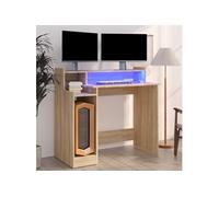 vidaXL - Bureau avec lumières LED - Bois d'ingénierie Chêne Sonoma 97x45x90 cm 805555