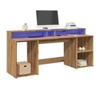 vidaXL Bureau – Chêne artisanal, bois d'ingénierie avec lumières LED – Marron