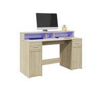 Vidaxl Bureau Avec Lumières Led Chêne Sonoma Bois D'ingénierie Marron