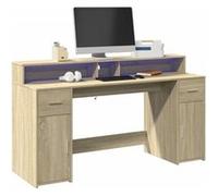 vidaXL Bureau avec lumières LED – Chêne Sonoma bois d'ingénierie Marron