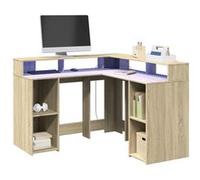 vidaXL Bureau avec lumières LED – Chêne Sonoma, bois d'ingénierie – Marron