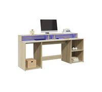 Vidaxl Bureau Avec Lumières Led Chêne Sonoma Bois D'ingénierie Marron