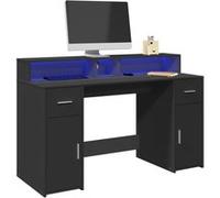 Bureau avec lumières LED noir 140x55x91 cm bois d ingénierie Noir G