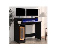 vidaXL Bureau avec lumières LED noir 97x45x90 cm bois d'ingénierie, bureau d'ordinateur, bureau sur pied, bureau avec 805553
