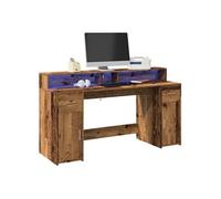 Vidaxl Bureau Avec Lumières Led Vieux Bois Bois D'ingénierie Marron