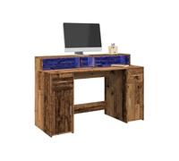 Vidaxl Bureau Avec Lumières Led Vieux Bois Bois D'ingénierie Marron