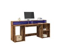 vidaXL Bureau avec lumières LED vieux bois bois d'ingénierie Marron