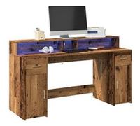 Bureau avec lumières LED vieux bois bois d ingénierie G