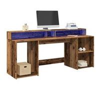 vidaXL Bureau avec lumières LED vieux bois bois d'ingénierie Marron