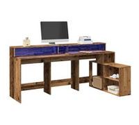 Bureau avec lumières LED vieux bois bois d ingénierie Marron G