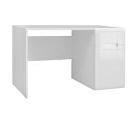 Bureau avec porte et 1 tiroir, coloris Blanc/Blanc haute brillance - Longueur 120 x Profondeur 66 x Hauteur 75 cm - -