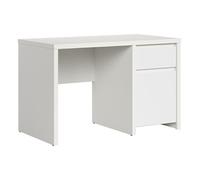 Bureau avec rangement 1 porte et 1 tiroir, coloris Blanc/Blanc Mat - Longueur 120 x Largeur 65 x Hauteur 77 cm - -