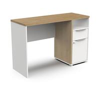 Bureau Avec Rangement 1 Tiroir & 2 niches - Style Scandinave - Coloris Chêne Blanc Mat & Chêne Hamilton - 116 x 77 x 45 cm