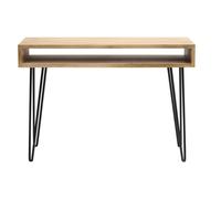 Bureau avec rangement en bois manguier massif et métal noir l116 cm vibes