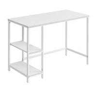 Bureau avec Rangement, Table d'Ordinateur, avec 2 Étagères Réversibles, Poste de Travail, pour Télétravail, Salon, Cadre en Acier, Style Industriel, Marron Rustique et Noir d'encre/ Noir Boisé/ Blanc 
