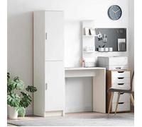 Bureau avec rangement - vidaXL - Blanc - 78.5x37x154.5 cm - 6 étagères - 2 portes