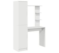 Bureau avec rangement - vidaXL - Blanc - Bois d'ingénierie - 78.5x37x154.5 cm - 6 étagères - 2 portes