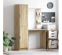 Bureau avec rangement - vidaXL - Chêne Sonoma - 78.5x37x154.5 cm - 6 étagères - 2 portes