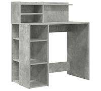 Bureau avec rangement - vidaXL - Gris Béton - 90x48x101,5 cm - Bois d'ingénierie - Étagère intégrée - Design moderne