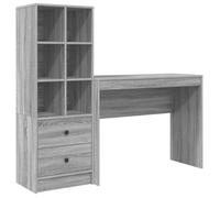 Bureau avec rangement - vidaxl - Gris Sonoma - Panneau de particules - 3 tiroirs - 6 étagères - Finition mate