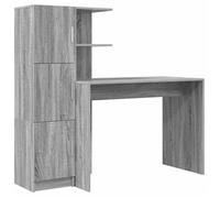 vidaXL Bureau avec rangement Sonoma Gris – 102x50x124 cm, bois d'ingénierie, 6 étagères, 2 portes