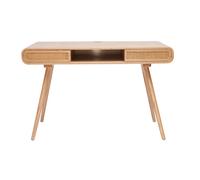 Bureau avec rangement vintage en bois clair et cannage L120 cm OLYMPE