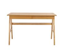 Bureau design avec rangements 2 tiroirs bois clair hévéa L120 cm BROOK