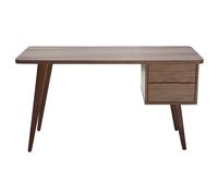 Miliboo - Bureau avec rangements 2 tiroirs bois foncé noyer L140 cm FIFTIES
