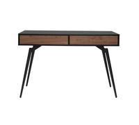 Bureau avec rangements 2 tiroirs design noir mat et bois foncé noyer L120 cm TRIPOLI