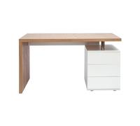 Miliboo - Bureau avec rangements 3 tiroirs design bois clair chêne et blanc L140 cm CALIX