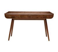 Bureau avec rangements 3 tiroirs vintage bois foncé noyer L132 cm HALLEN