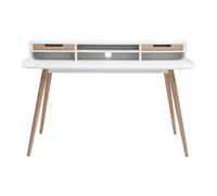 Bureau avec rangements scandinave blanc et bois clair L140 cm OPUS