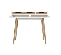 Bureau avec rangements scandinave bois clair et blanc L110 cm OPUS