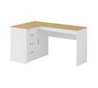 Vente-unique - Bureau avec rangements - Coloris : Blanc et Naturel - RIDOVA