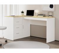 Bureau avec rangements - Coloris : Blanc et naturel - RIDOVA