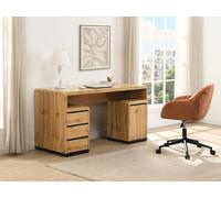 Bureau avec rangements - MDF ? Coloris : Naturel et noir - SERGUEI