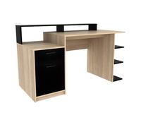 Bureau avec rangements ZACHARIE - Coloris : chêne et noir