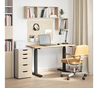vidaXL Bureau 120 x 60 cm réglable Bois de chêne massif Blanc et naturel