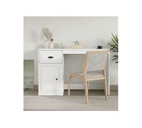 vidaXL Bureau avec Tiroir, Table d'Ordinateur avec Compartiment, Bureau d'Écriture avec Rangement Salon, Moderne, Blanc Bois d'Ingénierie