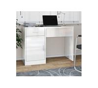 vidaXL Bureau avec tiroir et armoire – Blanc brillant – 100x40x73 cm – 342655